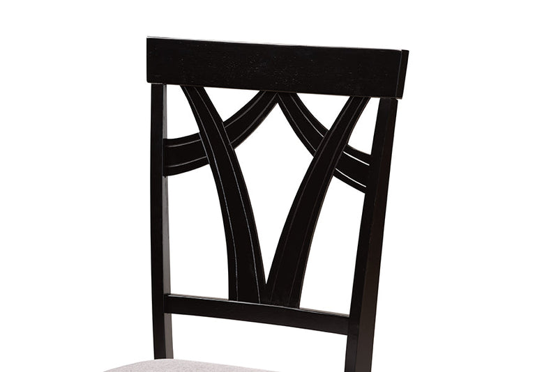 Nellie Modern Gray Fabric and Dark Brown 7-Piece Dining Set Baxton