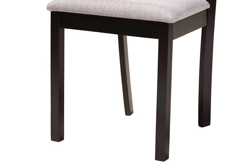 Nellie Modern Gray Fabric and Dark Brown 7-Piece Dining Set Baxton