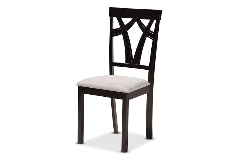 Pita Gray Fabric Upholstered and Dark Brown 5-Piece Dining Set Baxton