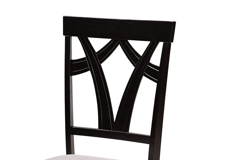 Pita Gray Fabric Upholstered and Dark Brown 5-Piece Dining Set Baxton