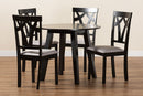 Pita Gray Fabric Upholstered and Dark Brown 5-Piece Dining Set Baxton