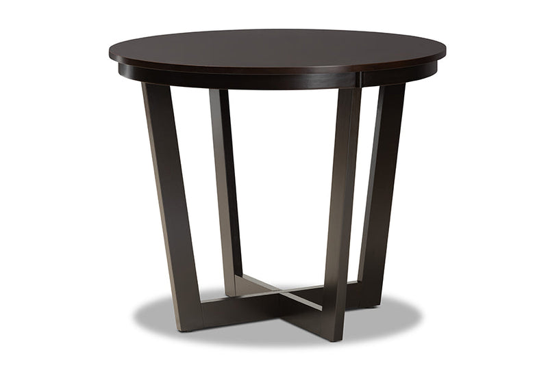 Anderson Gray Fabric Upholstered and Dark Brown 5-Piece Dining Set Baxton