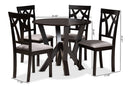 Millani Gray Fabric Upholstered and Dark Brown 5-Piece Dining Set Baxton