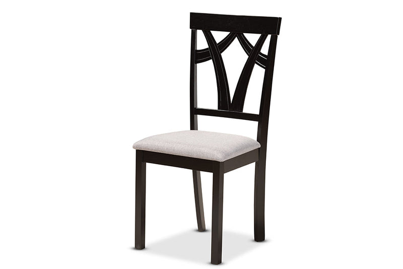 Millani Gray Fabric Upholstered and Dark Brown 5-Piece Dining Set Baxton