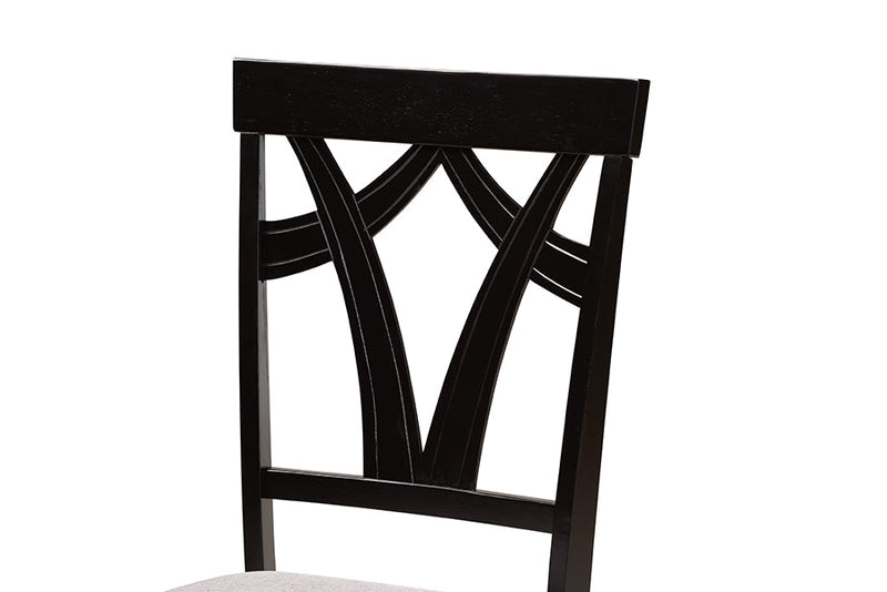 Millani Gray Fabric Upholstered and Dark Brown 5-Piece Dining Set Baxton