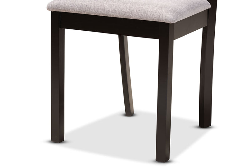 Millani Gray Fabric Upholstered and Dark Brown 5-Piece Dining Set Baxton