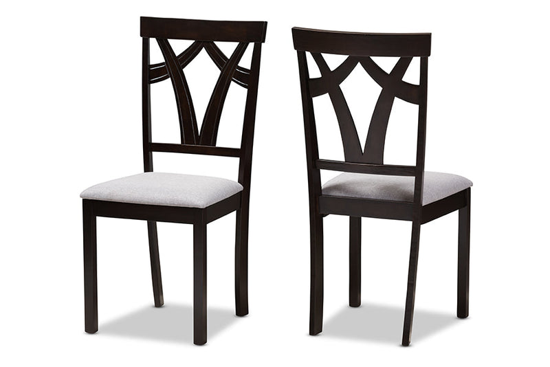 Helina Gray Fabric Upholstered and Dark Brown Finished Dining Chair (Set of 2) Baxton