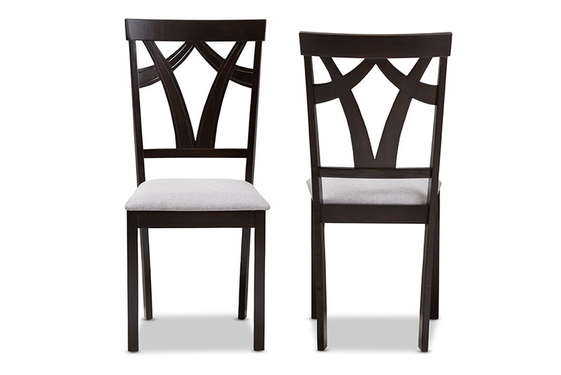 Helina Modern and Contemporary Gray Fabric Upholstered and Dark Brown Finished Dining Chair (Set of 2)