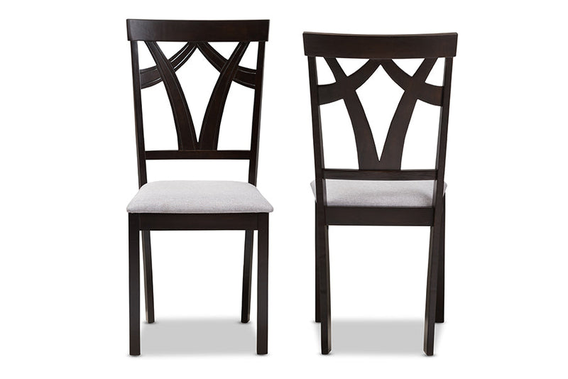 Helina Gray Fabric Upholstered and Dark Brown Finished Dining Chair (Set of 2) Baxton