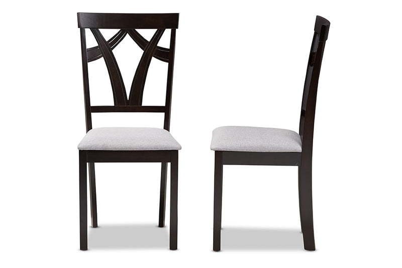 Helina Modern and Contemporary Gray Fabric Upholstered and Dark Brown Finished Dining Chair (Set of 2)