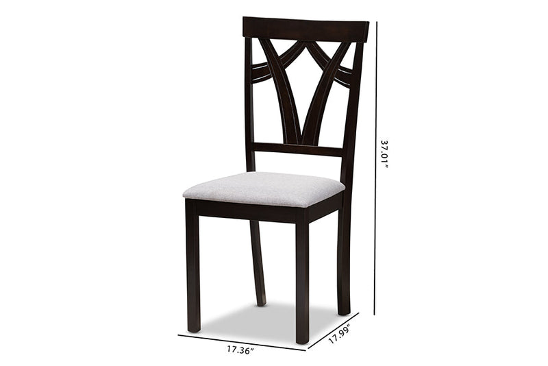 Helina Gray Fabric Upholstered and Dark Brown Finished Dining Chair (Set of 2) Baxton