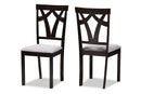 Helina Gray Fabric Upholstered and Dark Brown Finished 5-Piece Dining Set Baxton