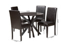 Perenna Modern Espresso Brown Faux Leather and Wood 5-Piece Dining Set Baxton