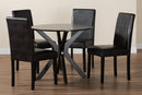 Perenna Modern Espresso Brown Faux Leather and Wood 5-Piece Dining Set Baxton