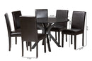 Perenna Modern Espresso Brown Faux Leather and Wood 7-Piece Dining Set Baxton
