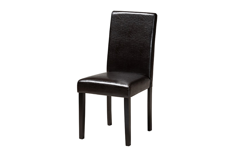 Shirley Modern Dark Brown Faux Leather and Espresso Brown Finished Wood 5-Piece Dining Set