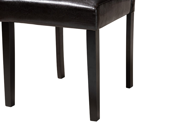 Shirley Modern Dark Brown Faux Leather and Espresso Brown Finished Wood 5-Piece Dining Set