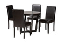 Lambert Modern Dark Brown Faux Leather and Espresso Brown 5-Piece Dining Set Baxton