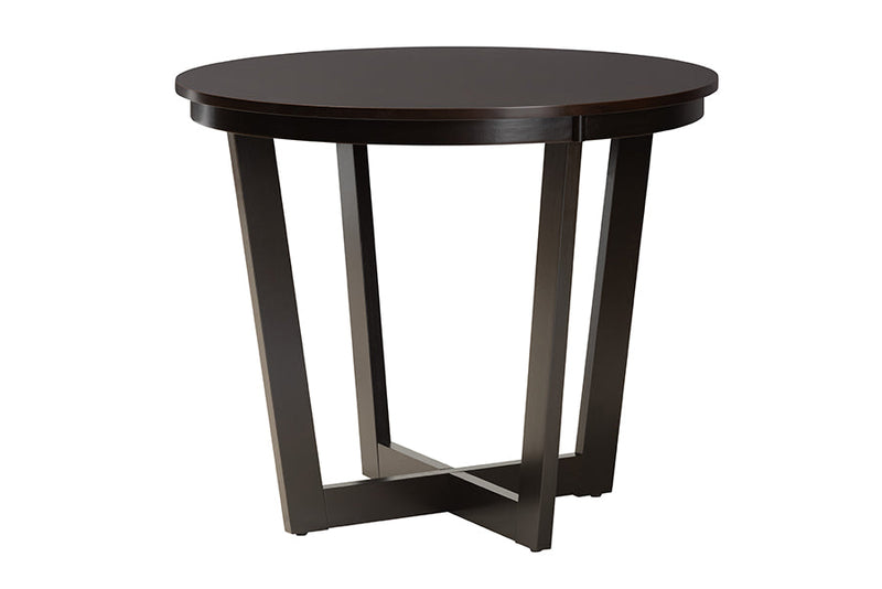 Lambert Modern Dark Brown Faux Leather and Espresso Brown 5-Piece Dining Set Baxton