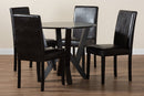 Elegant Modern Espresso Brown Faux Leather and Wood 5-Piece Dining Set Baxton