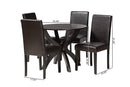 Landis Modern Espresso Brown Faux Leather and Wood 5-Piece Dining Set Baxton
