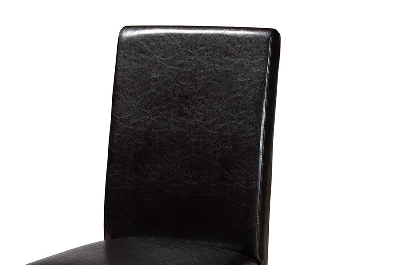 Landis Modern Espresso Brown Faux Leather and Wood 5-Piece Dining Set Baxton