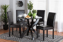 Landis Modern Espresso Brown Faux Leather and Wood 5-Piece Dining Set Baxton