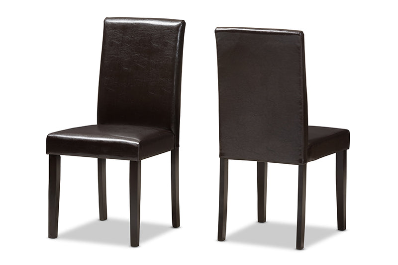 Townsend Modern and Contemporary Dark Brown Faux Leather Upholstered Dining Chair (Set of 2)