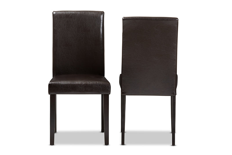 Townsend Modern and Contemporary Dark Brown Faux Leather Upholstered Dining Chair (Set of 2)