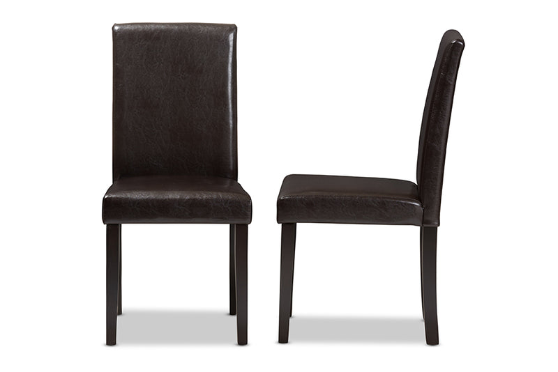 Townsend Modern and Contemporary Dark Brown Faux Leather Upholstered Dining Chair (Set of 2)