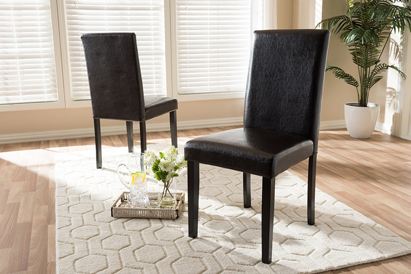 Townsend Modern and Contemporary Dark Brown Faux Leather Upholstered Dining Chair (Set of 2)