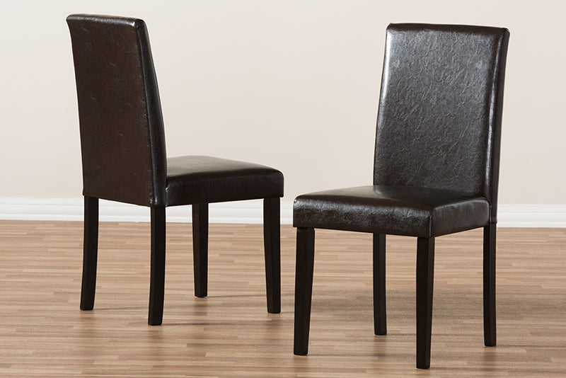 Townsend Modern and Contemporary Dark Brown Faux Leather Upholstered Dining Chair (Set of 2)