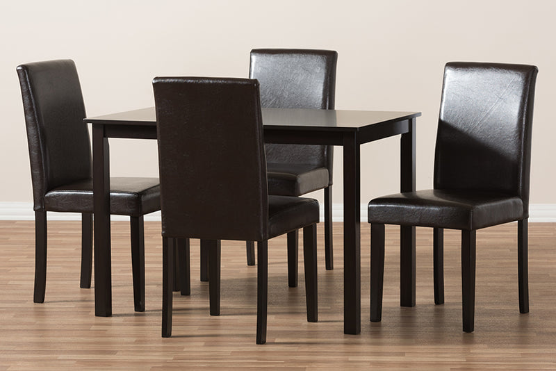 Townsend Modern and Contemporary Dark Brown Faux Leather Upholstered 5-Piece Dining Set