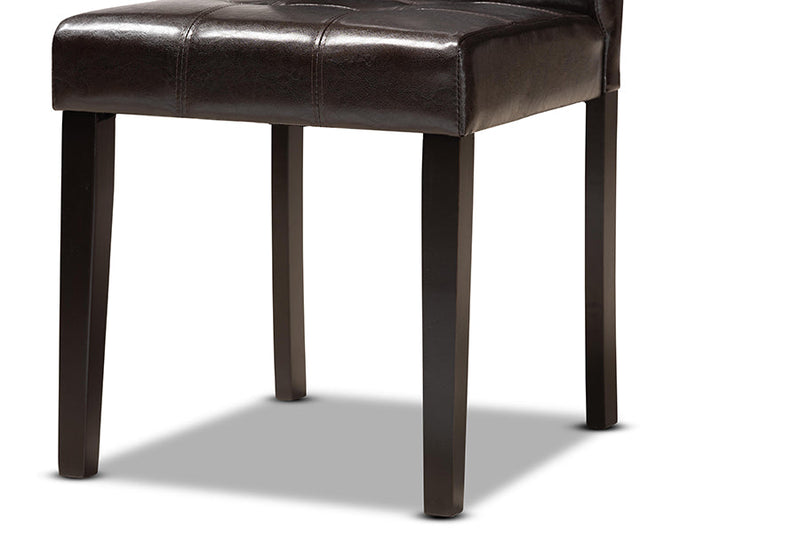 Gustavo Dark Brown Faux Leather Upholstered and Dark Brown 5-Piece Dining Set Baxton