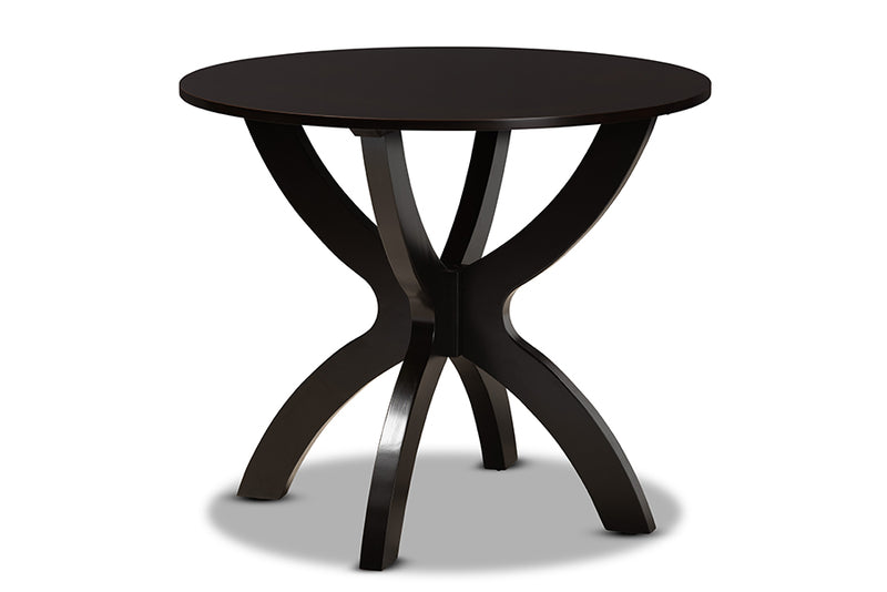 Brenna Modern and Contemporary Dark Brown Faux Leather Upholstered and Dark Brown Finished Wood 5-Piece Dining Set