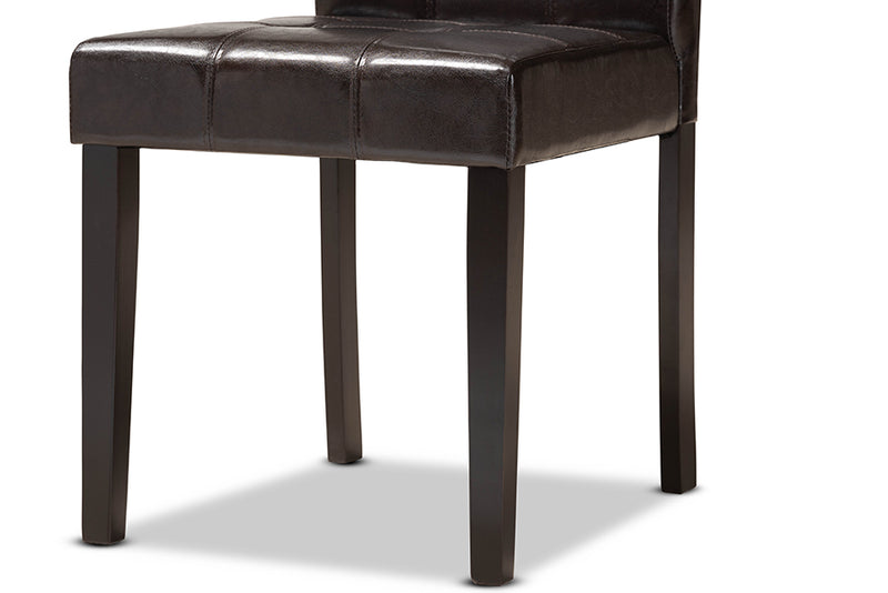 Brenna Modern and Contemporary Dark Brown Faux Leather Upholstered and Dark Brown Finished Wood 5-Piece Dining Set