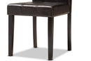 Brenna Dark Brown Faux Leather Upholstered and Dark Brown 5-Piece Dining Set Baxton