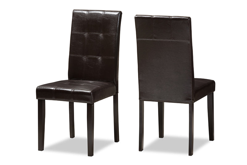 Memphis Modern and Contemporary Dark Brown Faux Leather Upholstered Dining Chair (Set of 2)