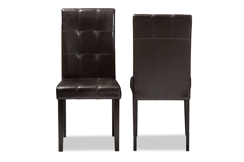 Memphis Modern and Contemporary Dark Brown Faux Leather Upholstered Dining Chair (Set of 2)