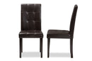 Memphis Dark Brown Faux Leather Upholstered Dining Chair (Set of 2) Baxton