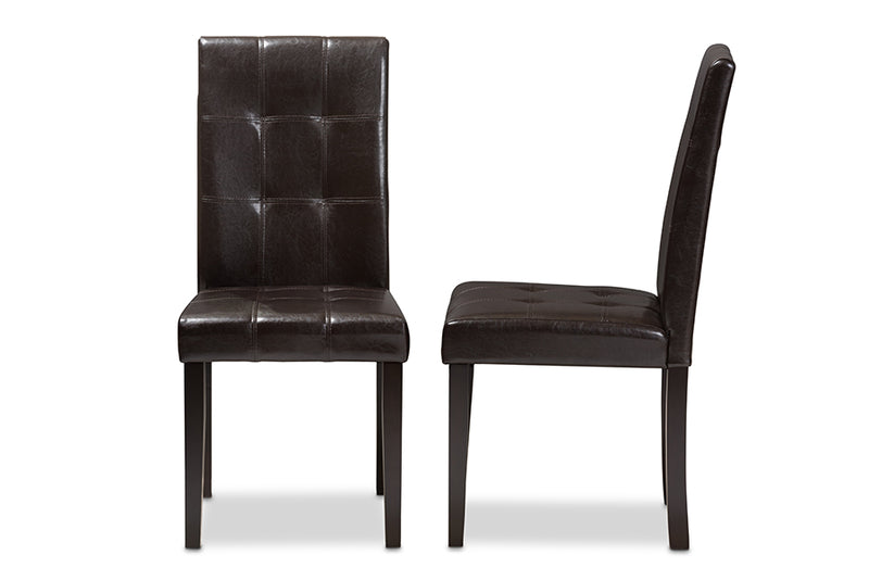 Memphis Modern and Contemporary Dark Brown Faux Leather Upholstered Dining Chair (Set of 2)