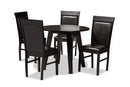 Marian Dark Brown Faux Leather Upholstered and Dark Brown 5-Piece Dining Set Baxton
