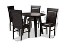 Marian Dark Brown Faux Leather Upholstered and Dark Brown 5-Piece Dining Set Baxton
