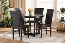 Denton Dark Brown Faux Leather Upholstered and Dark Brown 5-Piece Dining Set Baxton