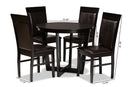 Denton Dark Brown Faux Leather Upholstered and Dark Brown 5-Piece Dining Set Baxton