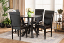 Jamie Dark Brown Faux Leather Upholstered and Dark Brown 5-Piece Dining Set Baxton