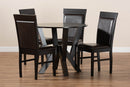 Jamie Dark Brown Faux Leather Upholstered and Dark Brown 5-Piece Dining Set Baxton