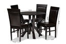 Jamie Dark Brown Faux Leather Upholstered and Dark Brown 5-Piece Dining Set Baxton
