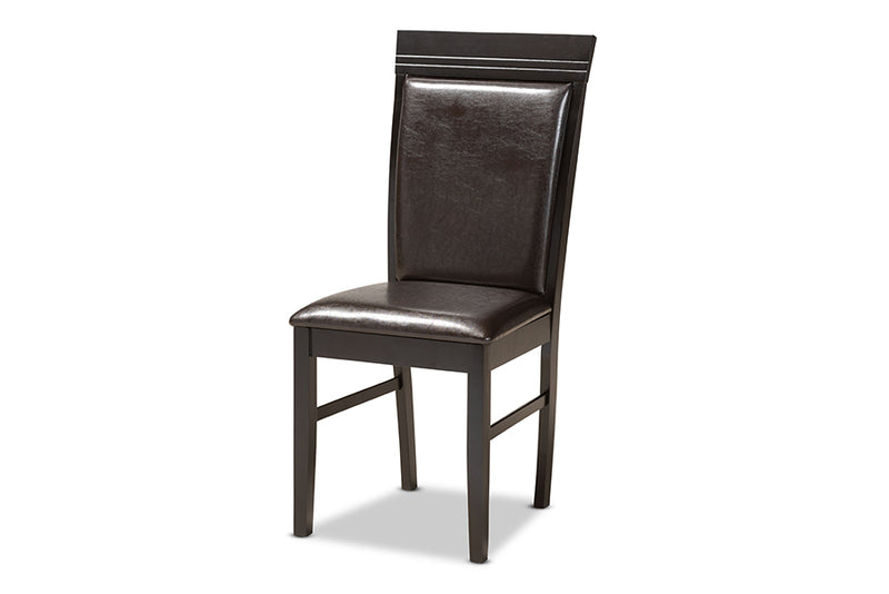 Clare Modern and Contemporary Dark Brown Faux Leather Upholstered and Dark Brown Finished Wood 5-Piece Dining Set