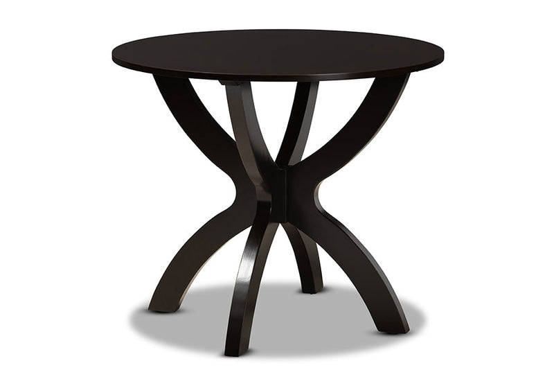 Clare Dark Brown Faux Leather Upholstered and Dark Brown 5-Piece Dining Set Baxton